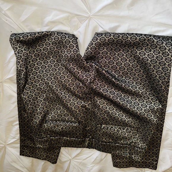 Ann Taylor Black and Gold Jacquard Pants Size 8 - Picture 4 of 11